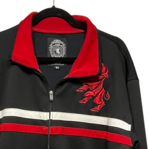 Ecko‎ Unlimited Royal Rhino Full-Zip Jacket Men Sz XL Black Red Embroidered Logo - Picture 1 of 8
